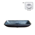 Modern blue-grey tempered glass table basin with a simple design for bathroom vanity units.