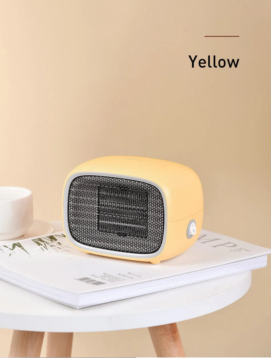 Mini PTC ceramic heater in green, white or yellow with dimensions 158x90x114mm