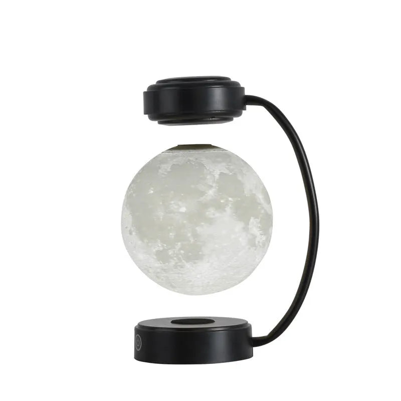 Gold or black magnetic levitating 3D LED moon night light with rotating floating lamp and iron lampholder