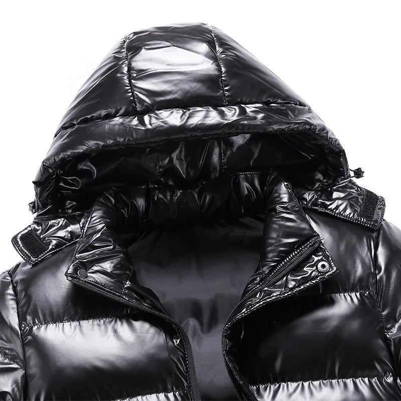 Men's fashion motorcycle coat with zipper, cotton filling, available in black, grey, red, sizes L to 4XL