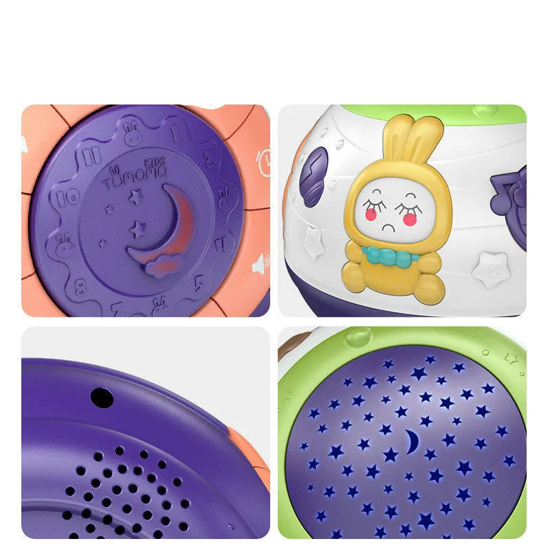 White plastic starry sky night light projector for children with sound machine functions