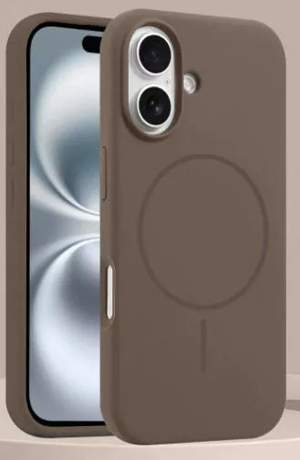 Liquid silicone magnetic phone case in carbon gray, all-inclusive shockproof cover for iPhone 15 16 17