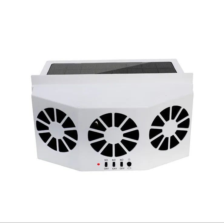 Solar car exhaust fan for GM models with three air outlets, black plastic strips, 220x65x110mm