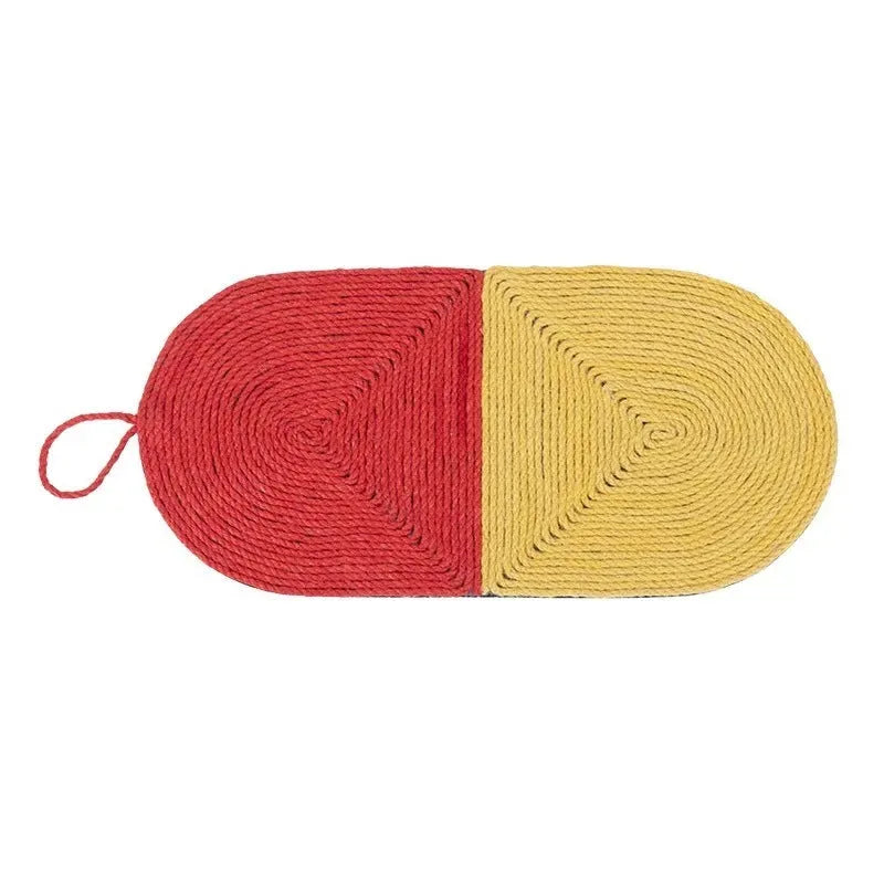 Avocado shaped cat scratch board made from sisal rope and EVA foam for sofa protection