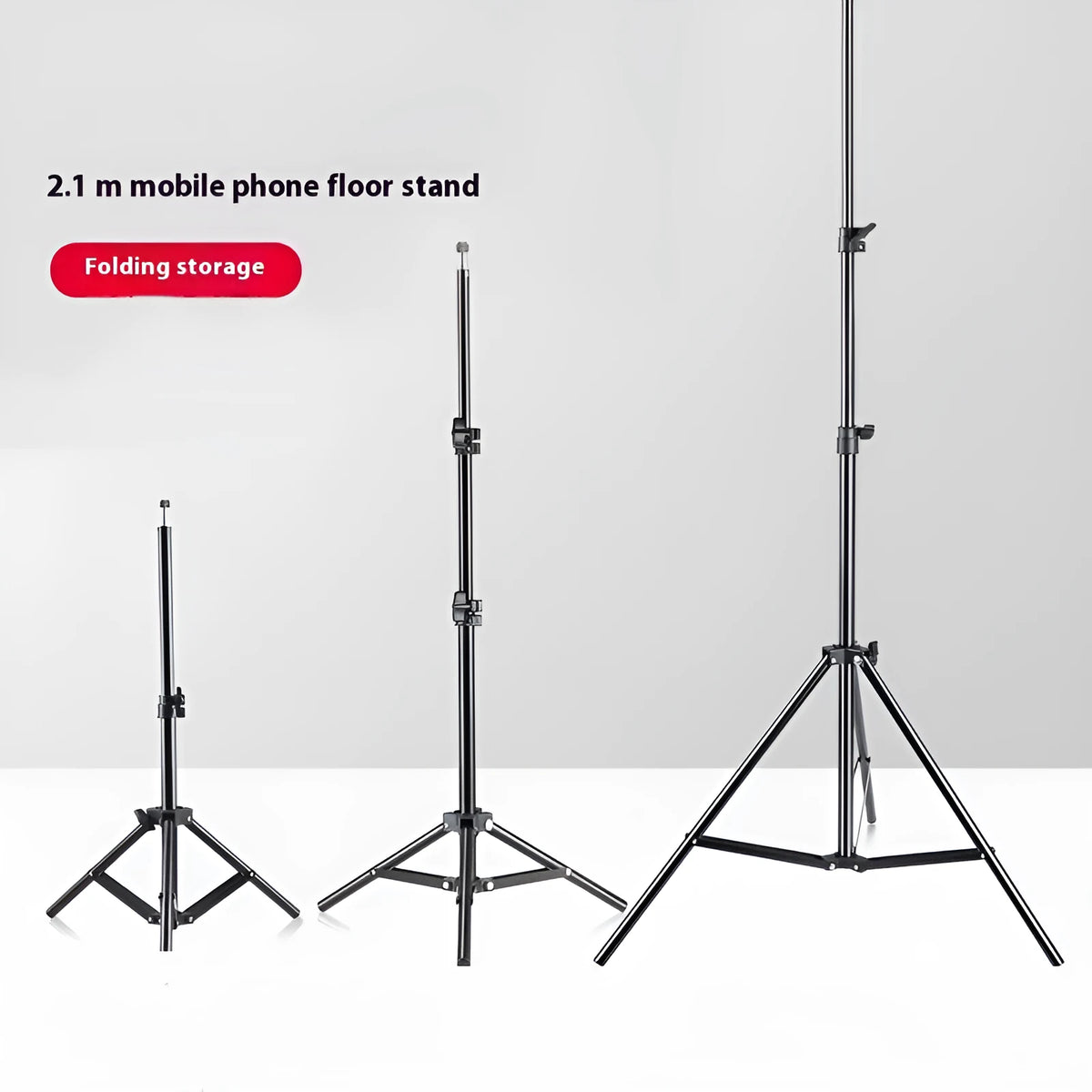 Telescopic fill light bracket in metal iron electrophoresis, 50cm to 2.6m lamp holder options for live streaming photography.