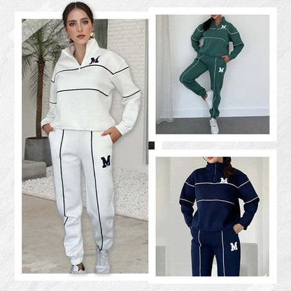 Cozy Hooded Sweatsuit for Women in various colors and sizes, featuring a hoodless pullover top and baggy sweatpants