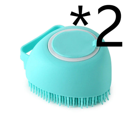 Silicone pet bath brush with soft bristles for gentle cleaning and massage of dogs, cats, and other small animals