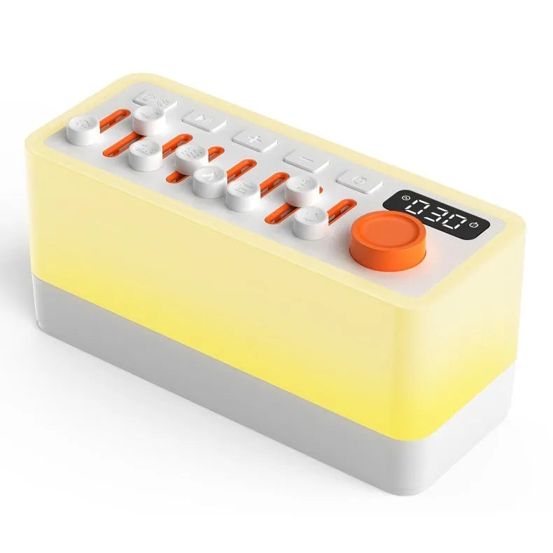 White Noise Sleep Sound Machine DIY Bluetooth-compatible Stereo Light RGB Seven-color Atmosphere Night Light with 8 Sleep Sounds and 2600mAh Battery