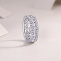 Moissanite wedding ring set in S925 silver with platinum plating, stone under 0.1 carat, sizes 5 to 9, gift box