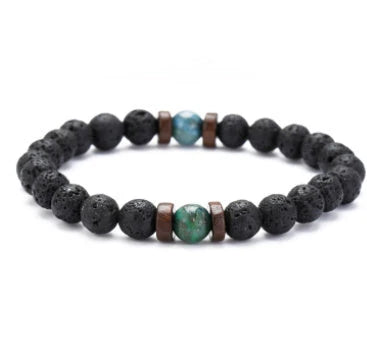 Premium men's black volcanic stone bracelet with unique, durable design and adjustable fit