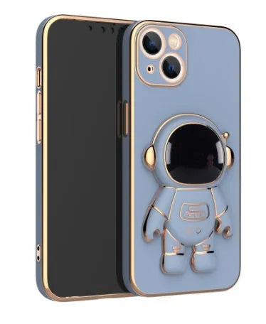 3D astronaut TPU phone case with electroplating and built-in kickstand, available for iPhone models