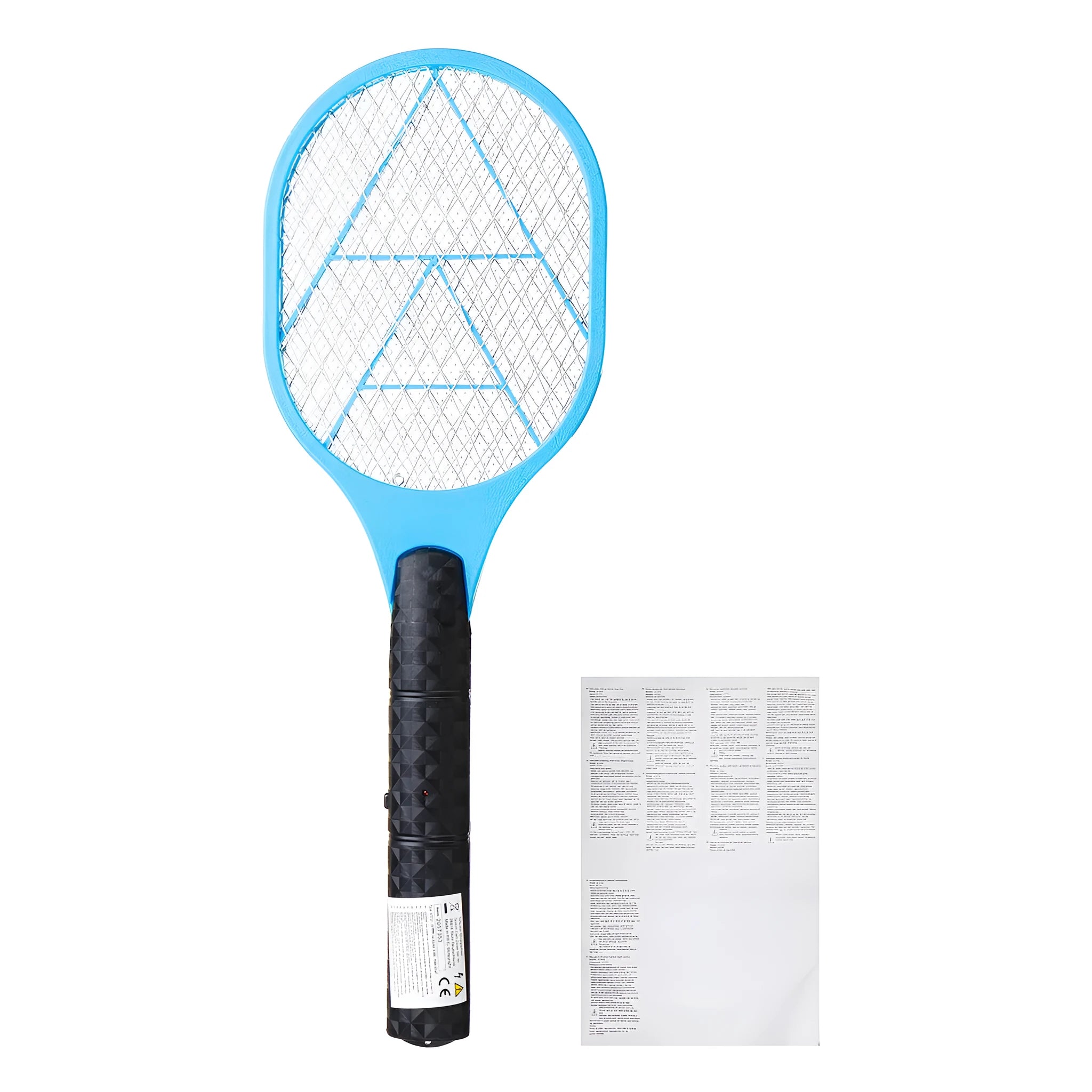 Blue yellow red battery electric mosquito swatter measuring 45 by 16 centimetres