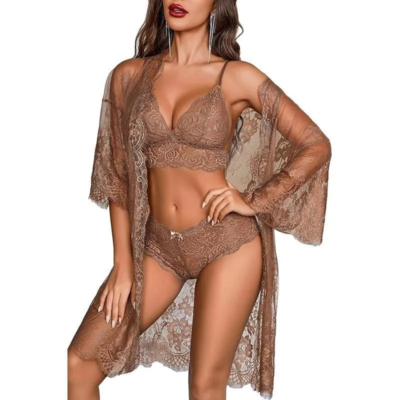 Ladies lace fabric underwear set in multiple colours with polyester fibre construction