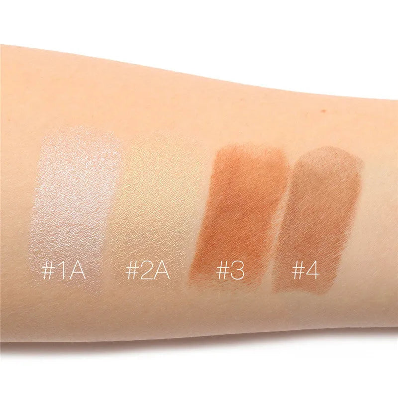 Cream face contour highlighter makeup product in four shade options A, B, C, D
