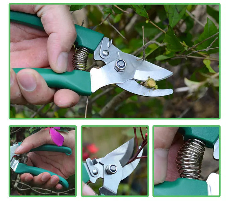 Stainless steel soil loosening shovel planting tool set in gardening green, available as 5-piece or 10-piece set
