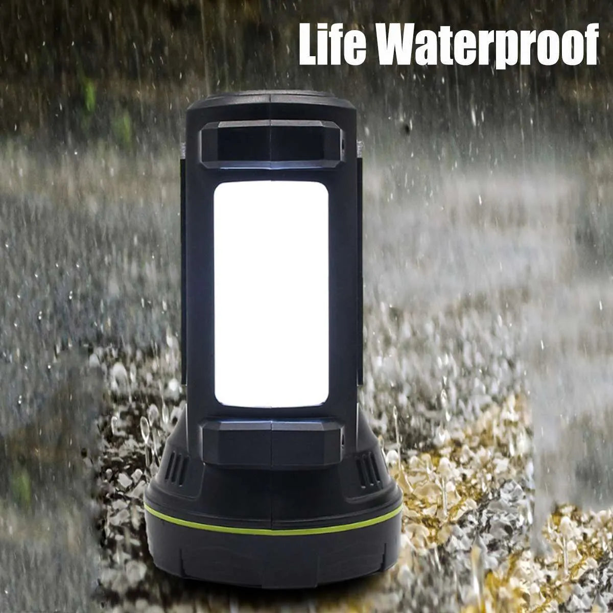 Green USB-rechargeable super bright LED flashlight showing size and design.