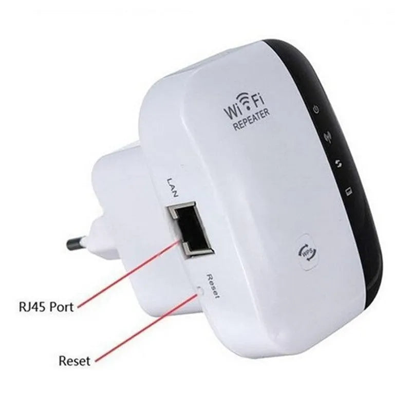 White and black 300Mbps WiFi repeater with UK plug and two integrated antennas