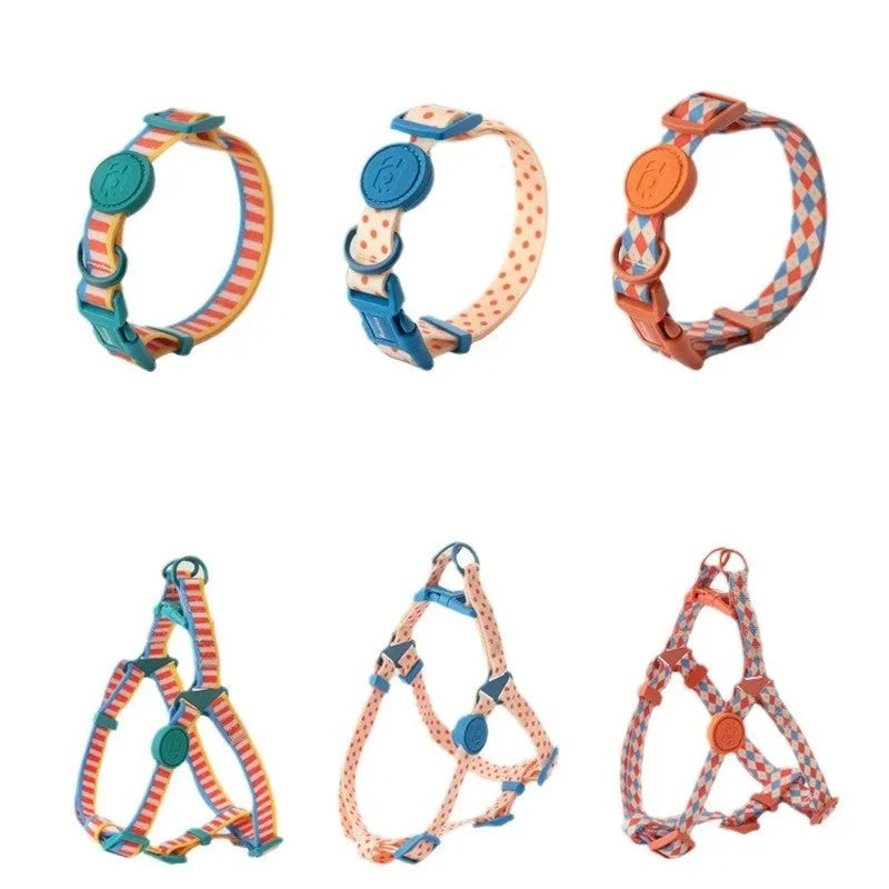 Retro record hand holding rope and collar vest set for small medium dogs