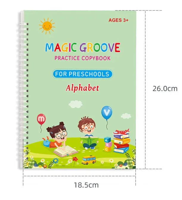 English children's groove magic calligraphy pen with ten refills and lettering set