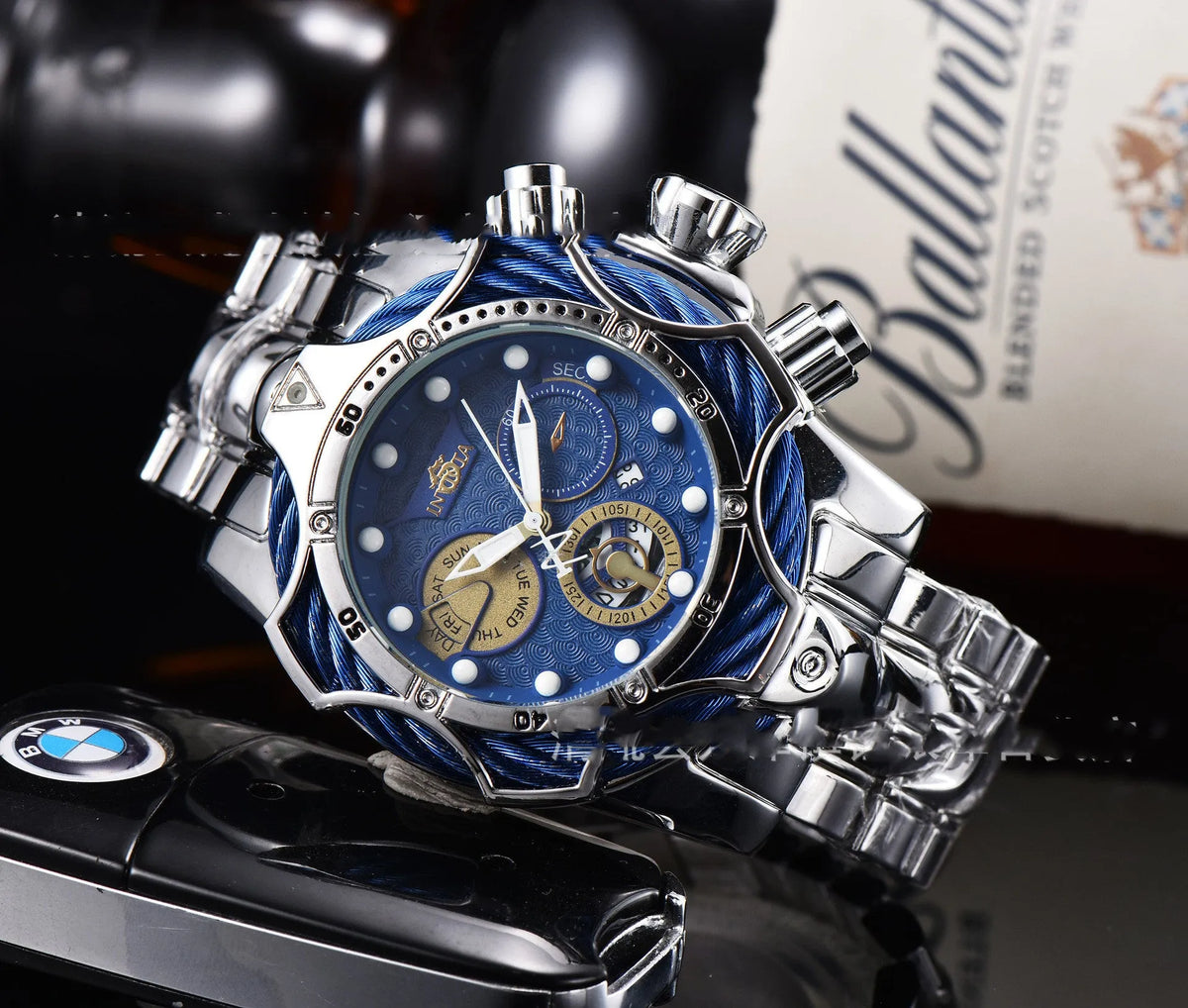 Invicta large plate clown watch with square dial, silicone case and rubber strap