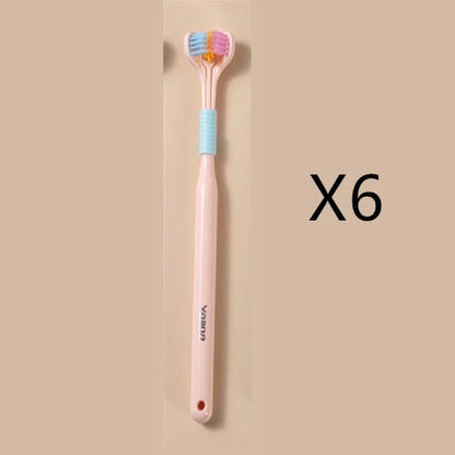 3-in-1 Soft Bristle Toothbrush with Tri-Sided Brush Head and Temperature-Responsive Bristles