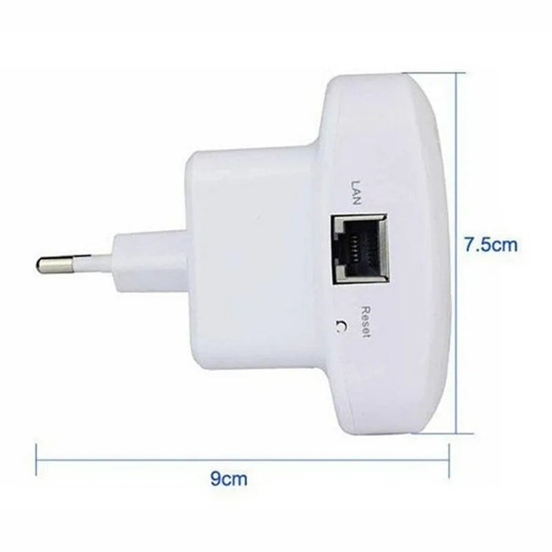 White and black 300Mbps WiFi repeater with UK plug and two integrated antennas