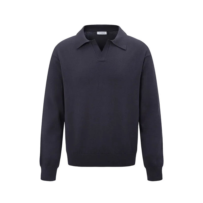 Man's loose black acrylic pullover sweater casual wear