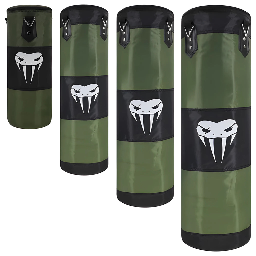 Canvas hanging boxing punching bag in black for martial arts and fitness training