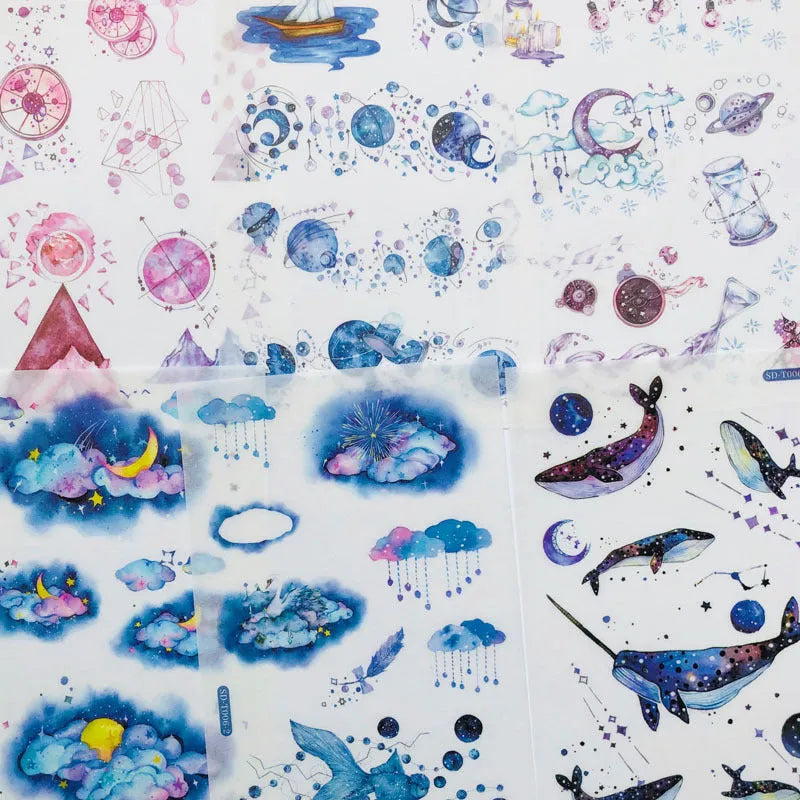 Abu Sticker Japanese paper fantasy stars design 10.5x14.1cm hand account set