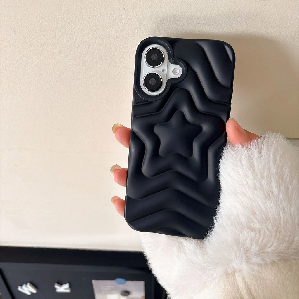 Black XINGX-frosted TPU phone case for Apple iPhone with three-dimensional pattern on back