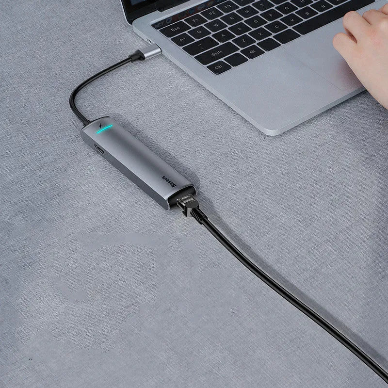 Mechanical Eye Type-C docking station in dark grey, 5Gbps, compatible with MacBook and iPhone models