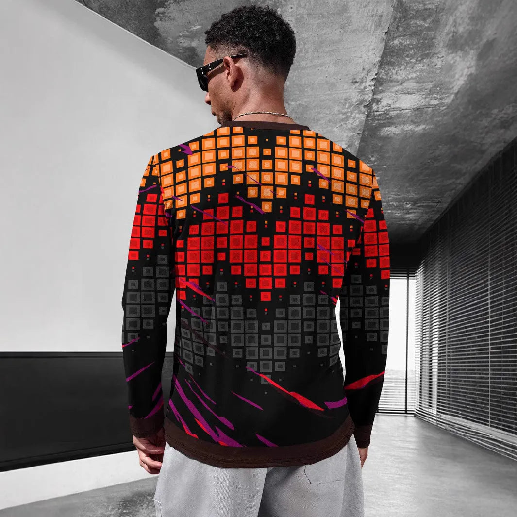 Men's long sleeve round neck pullover in milk silk fabric available in multiple colours