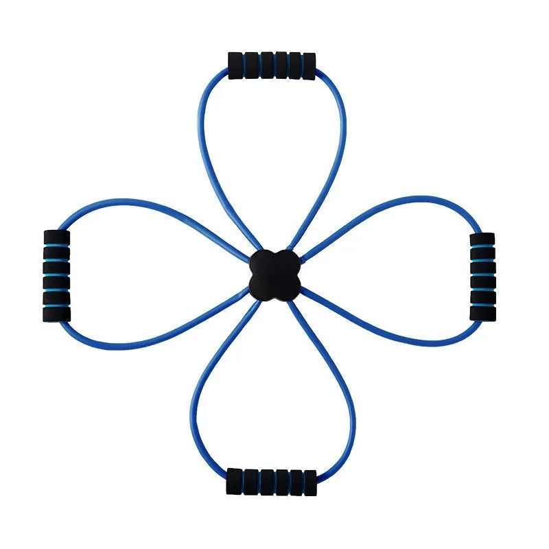 Blue and red eight character TPR resistance puller with cross tension device for shoulder fitness.