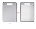 Grey square aluminium double-sided cutting board with built-in whetstone and grinding teeth