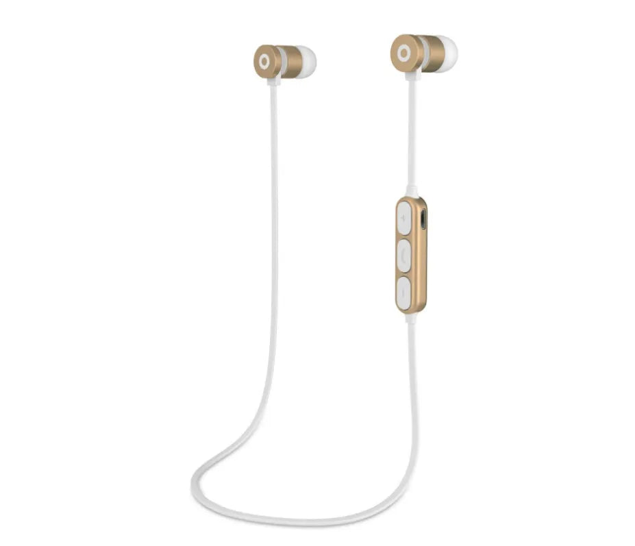 Metal magnetic sports Bluetooth headset in black colour showing neckband design with magnetic earpieces