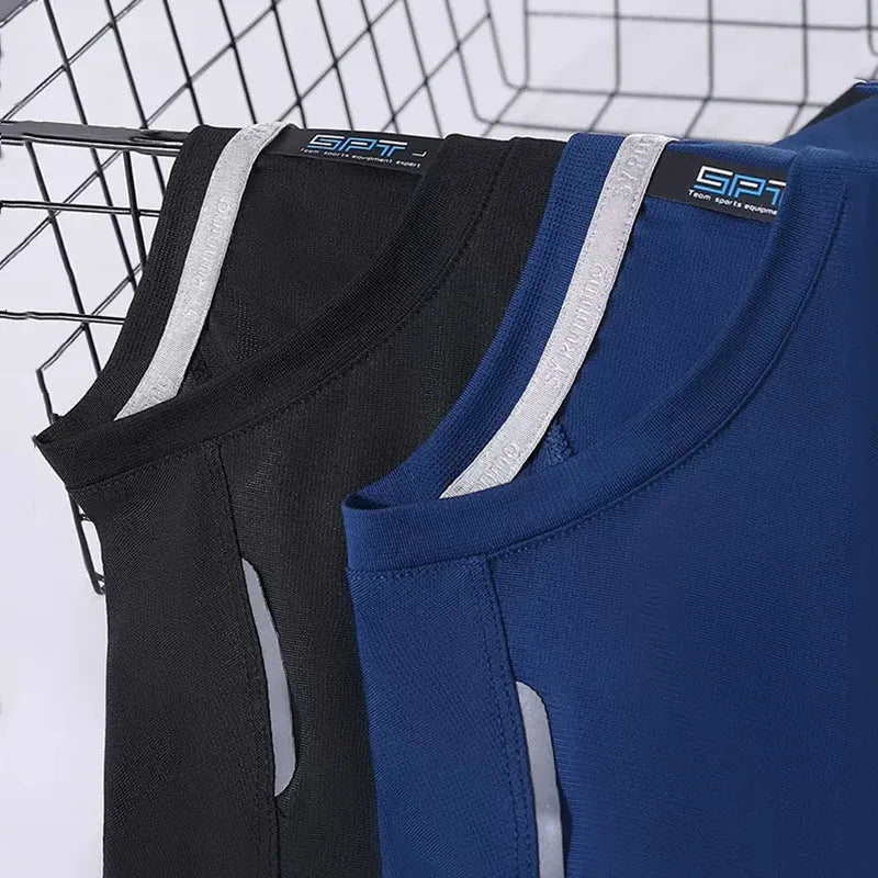 Round neck ice silk quick-dry short sleeve T-shirt for sports in multiple colours.