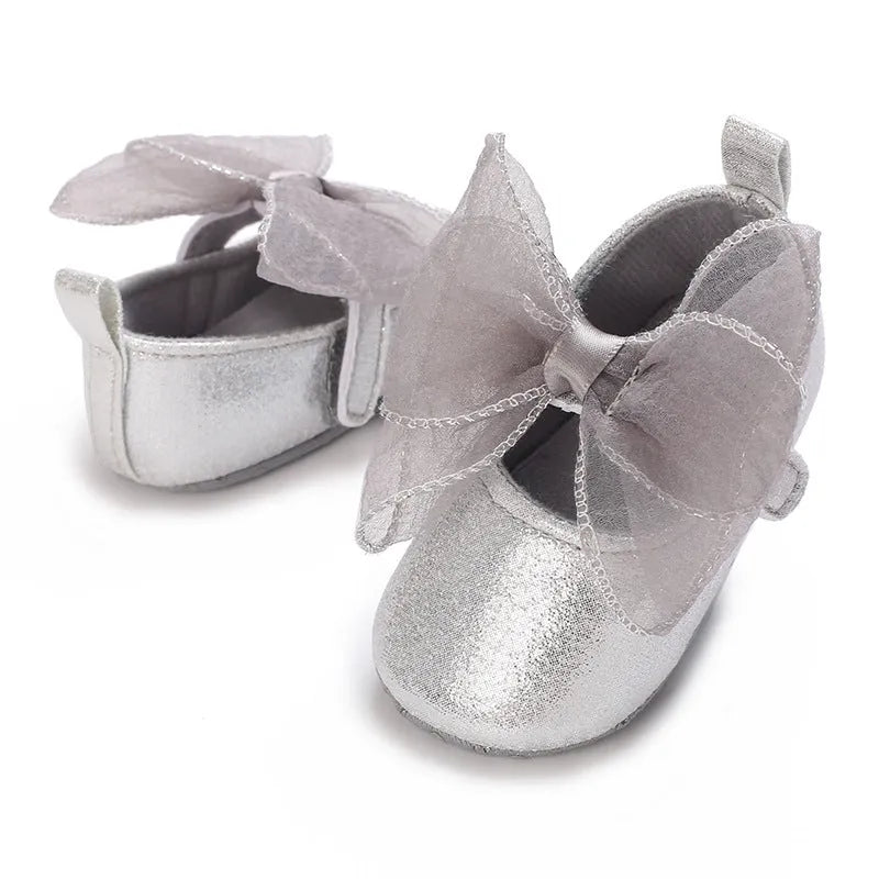 Baby toddler Princess shoes with artificial PU upper and Velcro fastening, 11cm to 13cm, in black gold silver or pink