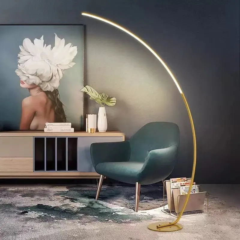 C-type fishing RGB LED floor lamp with aluminium body and 2.4G remote control in black finish