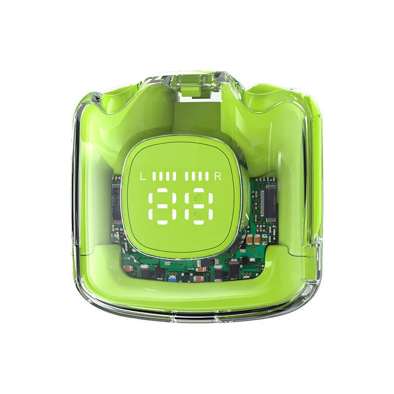 Transparent Warehouse TM60 true wireless Bluetooth headset semi-in-ear design with digital display black colour