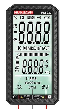 Large screen digital multimeter for electrical testing with handheld design