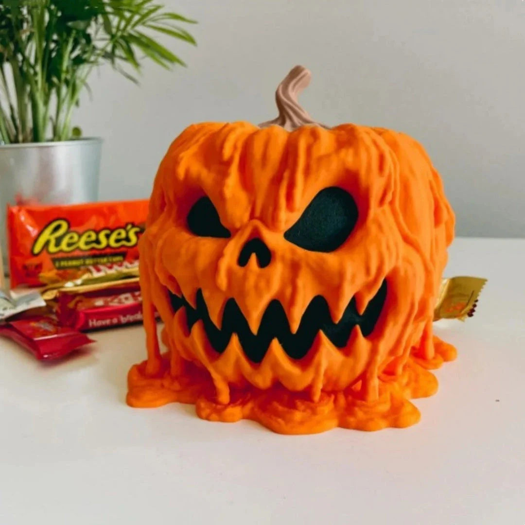 Spooky Pumpkin Candy Bowl with Lid - Reusable Decorative Halloween Candy Dish