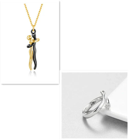 A stylish and charming couple's necklace made of brass, available in various colors and set sizes