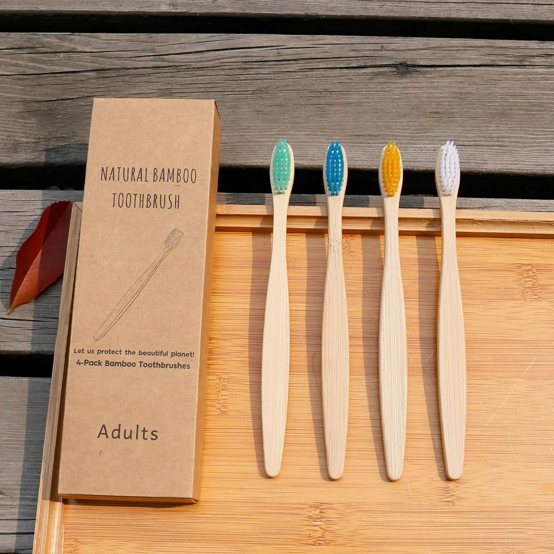Eco friendly bamboo soft fibre toothbrush with biodegradable handle and soft bristles