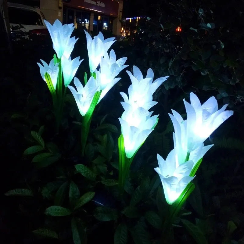 LED solar lawn lamp with flower shape design for courtyard garden lighting