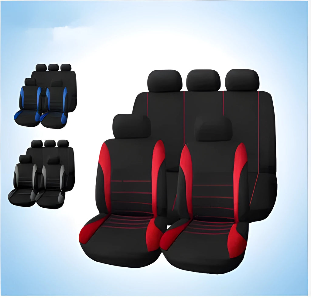 9-piece car seat cover set in grey, universal fit for most cars, bird's eye cloth fabric