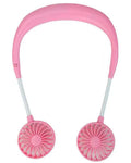 Charging portable hanging neck fan in pearl white with ABS body and silicone neck band