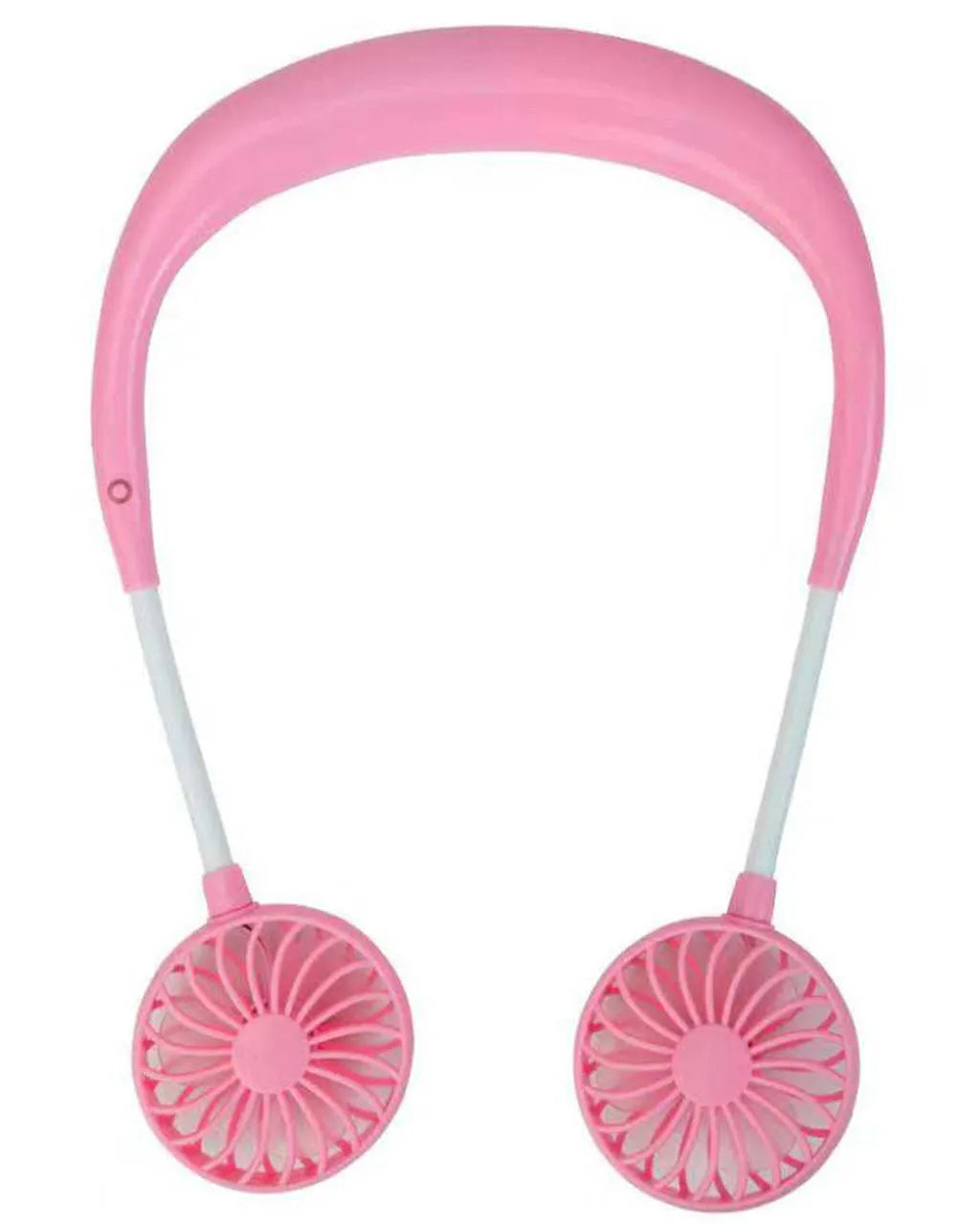 Charging portable hanging neck fan in pearl white with ABS body and silicone neck band