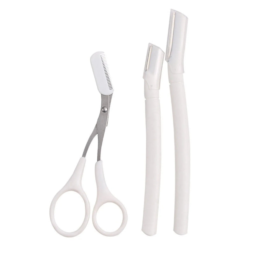 Beginner eyebrow trimmer and razor tool set with macro safety design