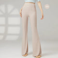 Women's solid colour classical dance practice pants in polyester, shown in beige apricot.