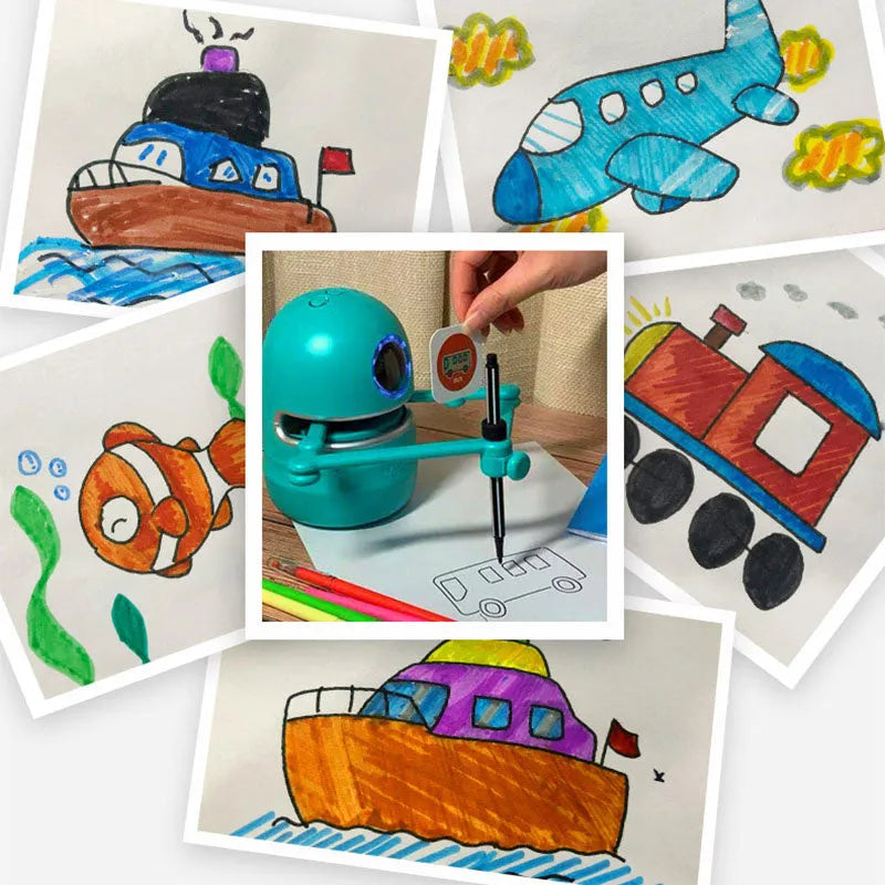Painting robot for kindergarten children and students, ABS plastic, 153 x 105 mm, English version with suction cup base.